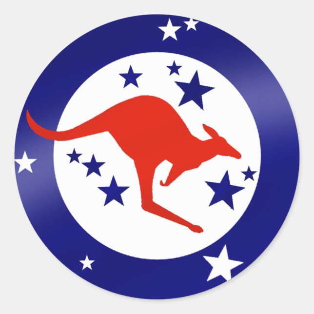 Roo Flag of Australia Kangaroo Oz Aussie Classic Round Sticker (Front)