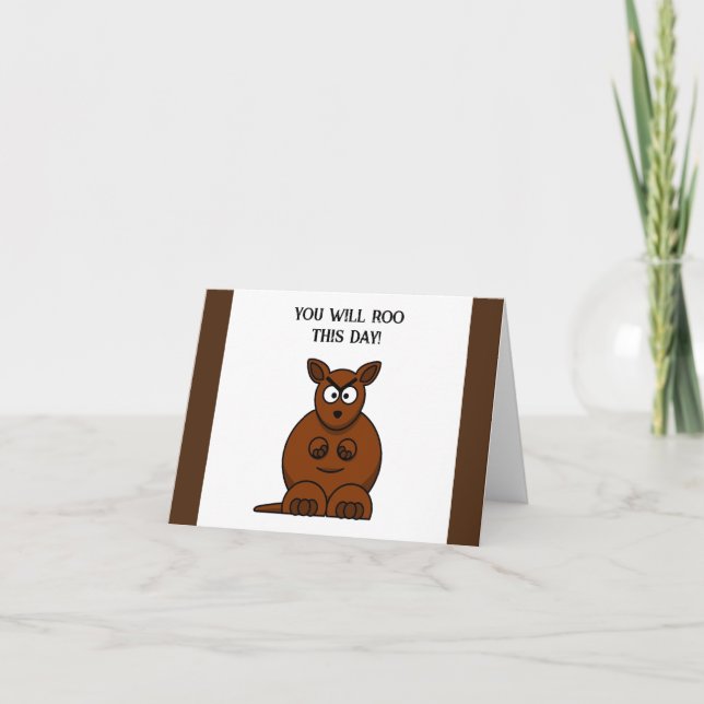Roo This Day, Funny Angry Kangaroo Cartoon Card (Front)