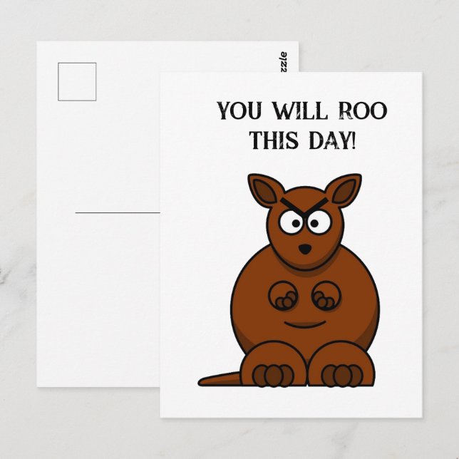 Roo This Day, Funny Angry Kangaroo Cartoon Postcard (Front/Back)