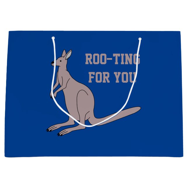 Roo-ting For You Cute Aussie Funny Kangaroo Pun Large Gift Bag (Front)