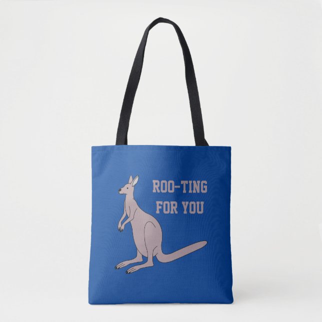 Roo-ting For You Cute Aussie Funny Kangaroo Pun Tote Bag (Front)