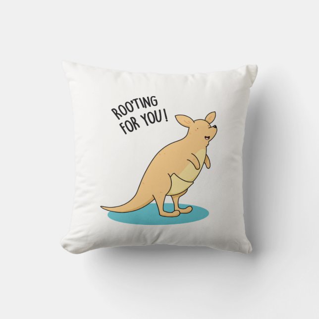Roo-Ting For You Funny Kangaroo Pun  Cushion (Front)