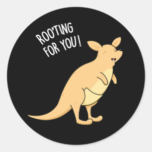 Roo-Ting For You Funny Kangaroo Pun Dark BG Classic Round Sticker