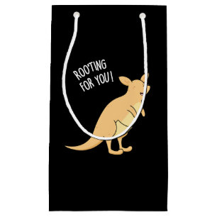 Roo-Ting For You Funny Kangaroo Pun Dark BG Small Gift Bag