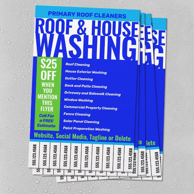 Roof and House Washing Tear Off Phone Numbers Flyer (Creator Uploaded)