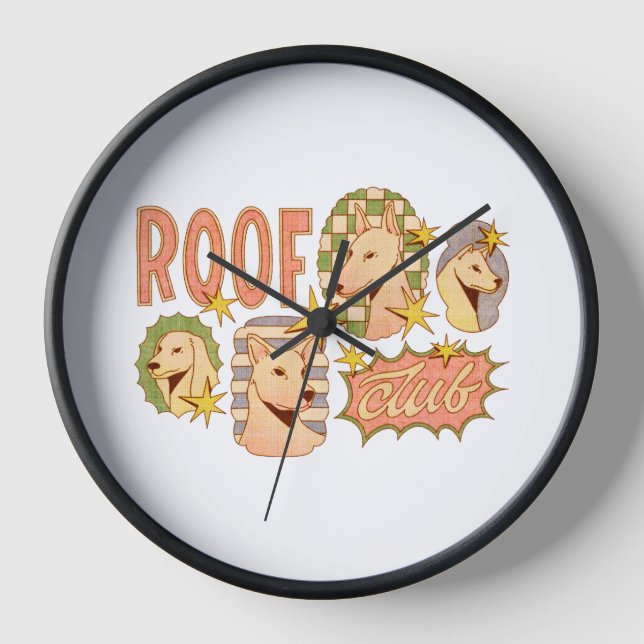 Roof Club / Dog Illustrations Clock (Front)