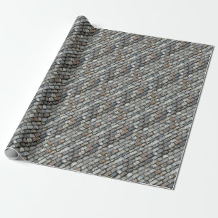 Roof cover with slate plates wrapping paper