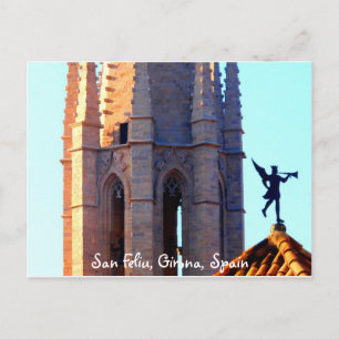 Roof of the Sant Feliu Cathedral, Girona, Spain Postcard