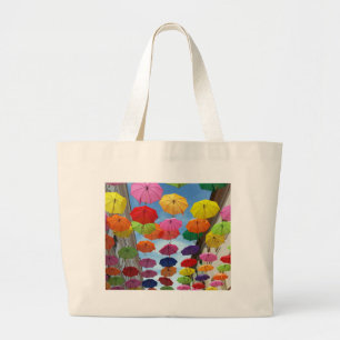 Roof of umbrellas large tote bag