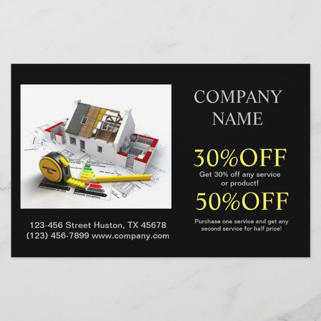 Roof repair construction home renovation flyer (Front)