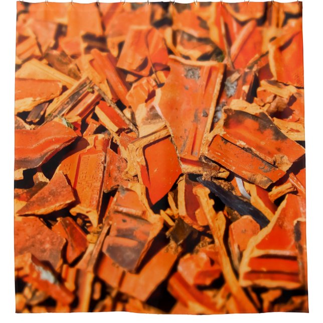 Roof tiles brick red roof panels shower curtain (Front)