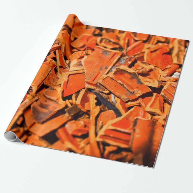 Roof tiles brick red roof panels wrapping paper (Unrolled)