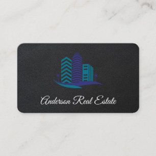Roof Top Icon   Leather   Realtor Construction Business Card