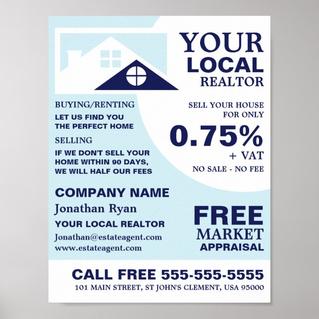 Roof Tops, Realtor, Estate Agent Advertising Poster (Front)