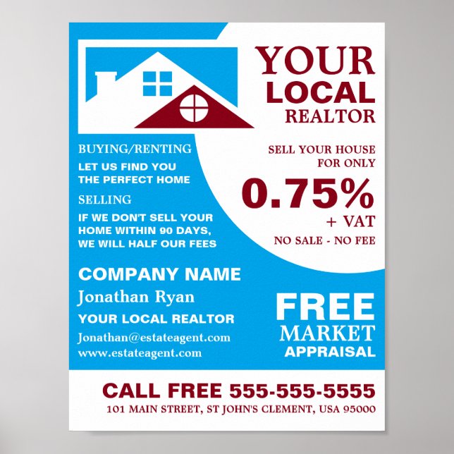Roof Tops, Realtor, Estate Agent Advertising Poster (Front)