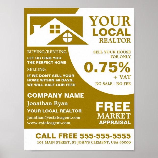 Roof Tops, Realtor, Estate Agent Advertising Poster (Front)
