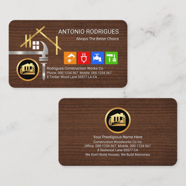 Roof Truss Handyman Tools  Business Card (Front/Back)