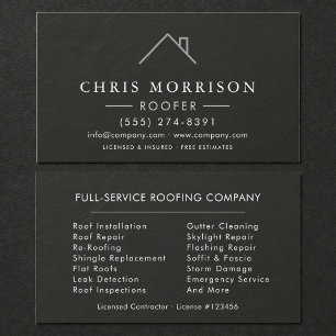 Roofer Black Silver Stone Slate Roofing Company Business Card