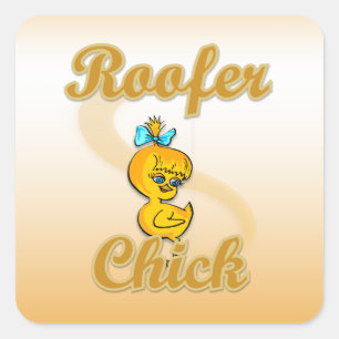Roofer Chick Square Sticker