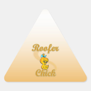 Roofer Chick Triangle Sticker