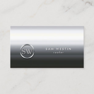 Roofer Chrome Monogram Business Card
