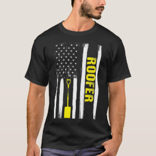 Roofer Dad Vintage USA American Flag Fathers Day M T-Shirt