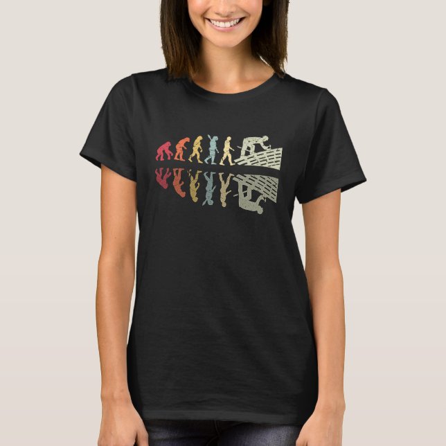 Roofer Human Evolution Retro Vintage Construction  T-Shirt (Front)