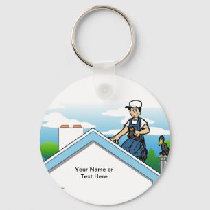 Roofer - Male Cartoon by PrintedPerfection.com  Key Ring