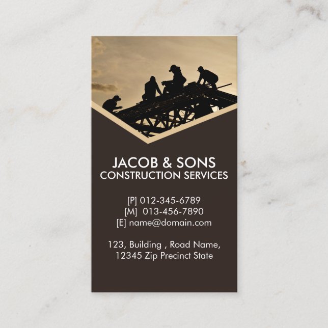 Roofer Roofing Construction Contractor  Business Card (Front)