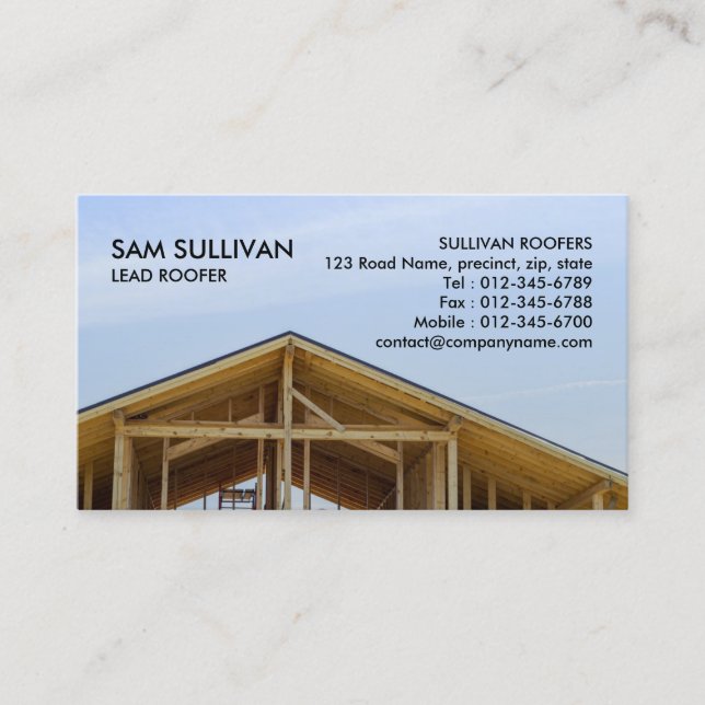 Roofer Roofing Construction Contractor  Business Card (Front)