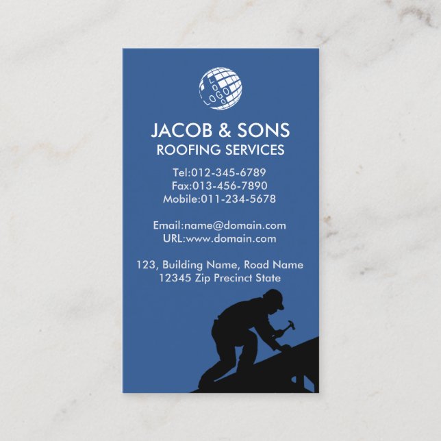 Roofer Roofing Construction Contractor  Business Card (Front)