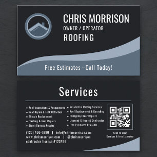 Roofer Roofing QR Code Business Card