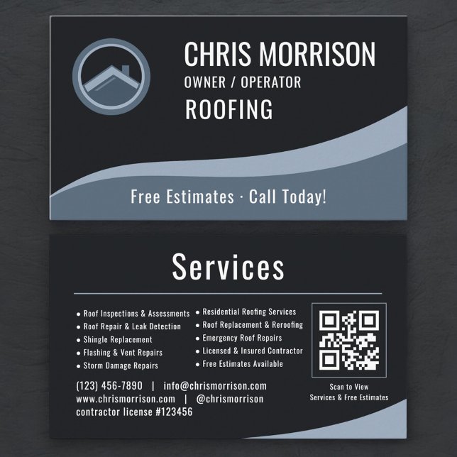 Roofer Roofing QR Code Business Card (Creator Uploaded)