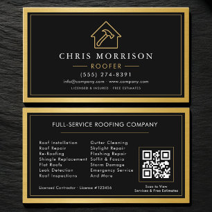 Roofer Roofing Service QR Code Professional Business Card