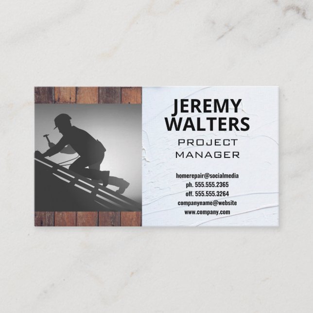 Roofer | Wood and Spackle Business Card (Front)