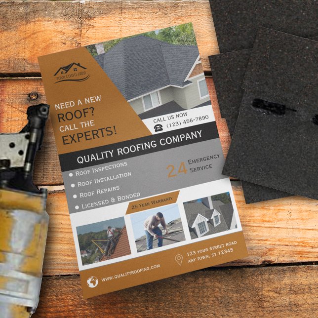 Roofing Business Gold Flyer (Creator Uploaded)