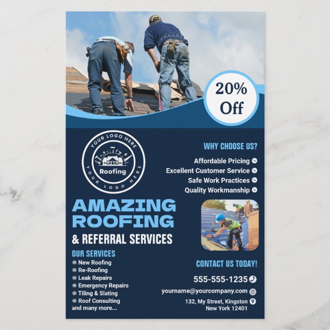 Roofing Company | Custom Logo Services Flyer (Front)
