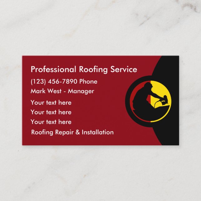 Roofing Construction Modern Unique Business Cards (Front)