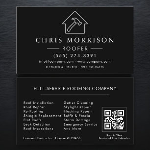 Roofing Contractor QR Code Business Card
