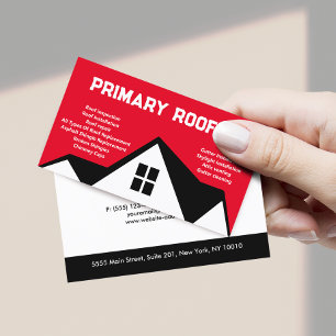 Roofing Contractor Roofer Red Business Card