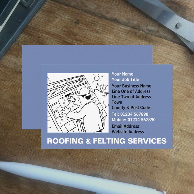 Roofing & Felting Services Cartoon Business Card (Creator Uploaded)