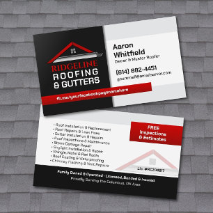Roofing & Gutters Contractor Business Card