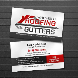 Roofing & Gutters Contractor Business Card