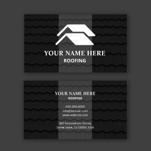 Roofing Modern Black Shingle Texture Business Card