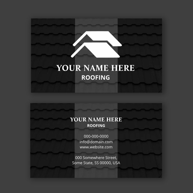 Roofing Modern Black Shingle Texture Business Card (Creator Uploaded)