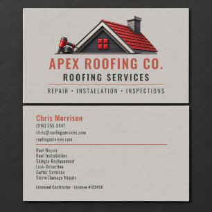 Roofing Roofer Professional  Business Card