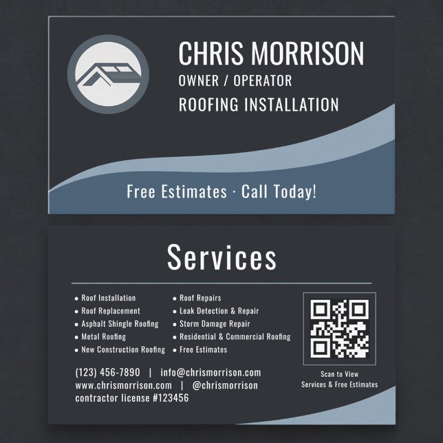 Roofing Roofer QR Code Business Card (Creator Uploaded)