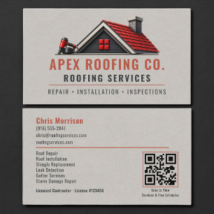 Roofing Roofer QR Code Professional  Business Card