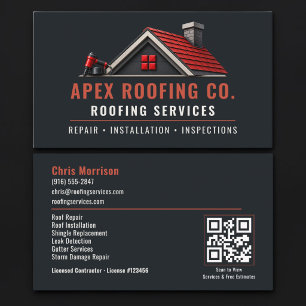 Roofing Roofer QR Code Professional Services Business Card