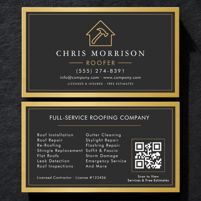 Roofing Service QR Code Business Card (Creator Uploaded)